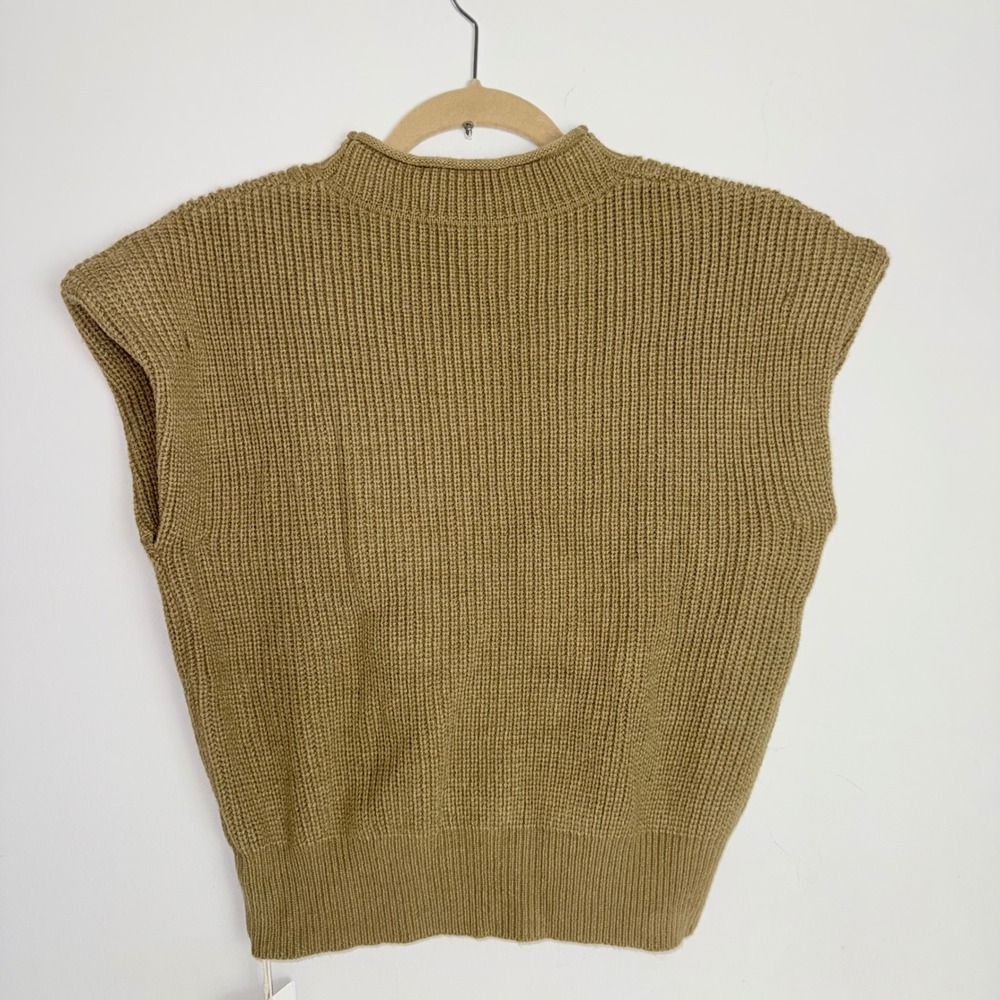 Commense Mock Neck Cable Knit Sleeveless Sweater Vest Olive Green Size M - Picture 8 of 8